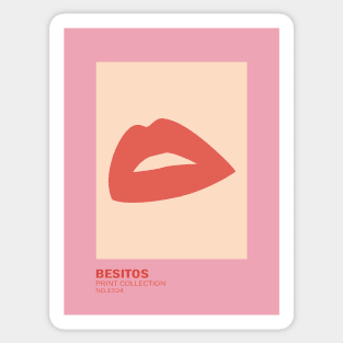 Besitos, Red lips, Kiss art print, Y2K, Retro poster, Fashion decor, Aesthetic art, Valentine's day Sticker